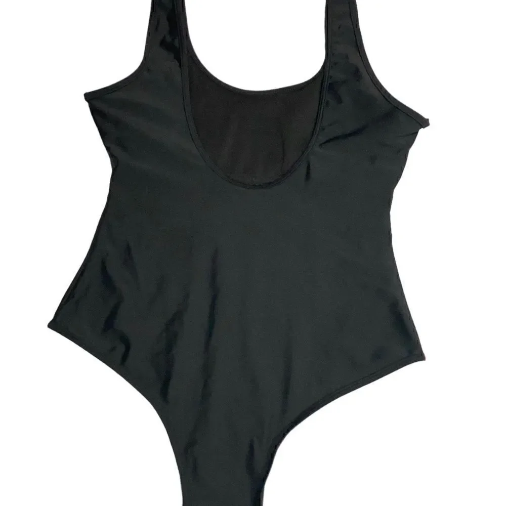 Black High Cut One Piece Swimsuit 